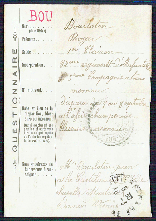 Archives du CICR - Demande de renseignement 