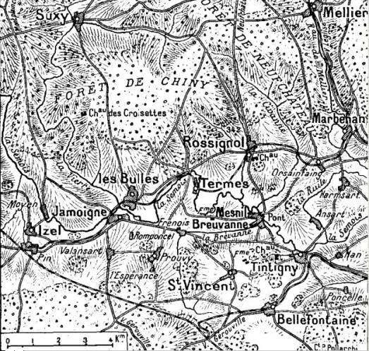 Carte des environs de Rossignol - Source : Chtimiste