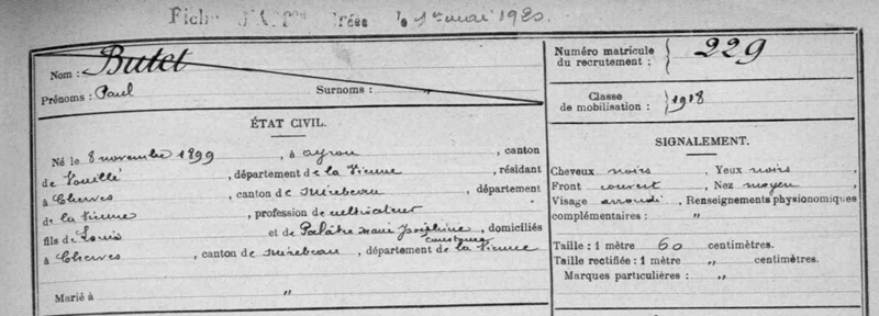 AD86 - Registre matricule Chatellerault 1919