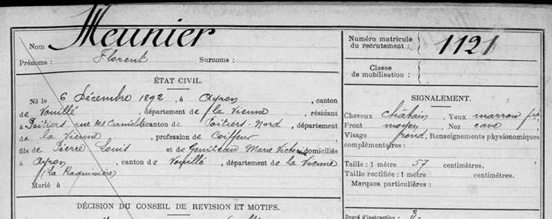 AD86 - Registre matricule Poitiers 1912